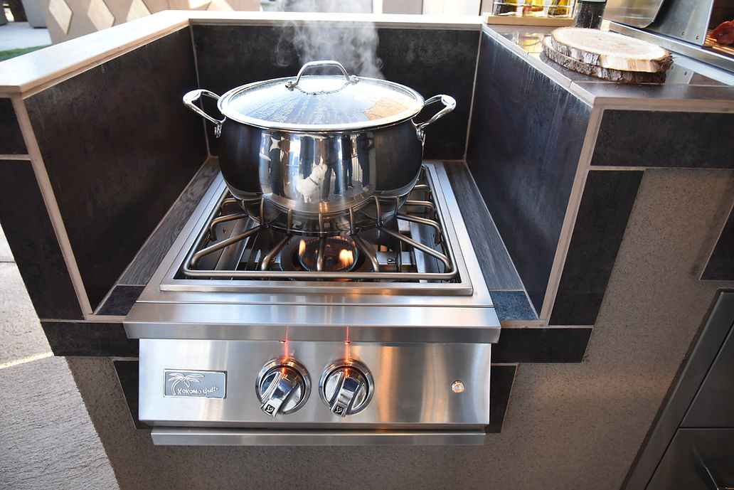 KoKoMo Montego Outdoor Kitchen BBQ Island | Large-Format Built-In Grill Island with Bar & Storage | LP or NG