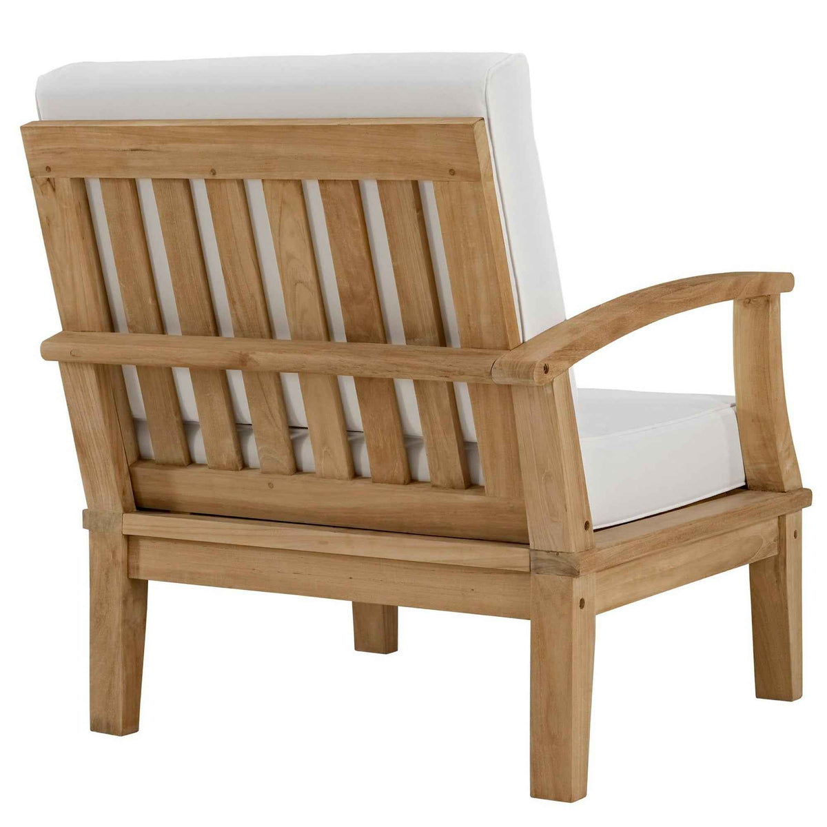 Modway Marina 10-Piece Outdoor Teak Patio Dining Set | 8-Seat Table, Chairs & White Cushions | Free Shipping