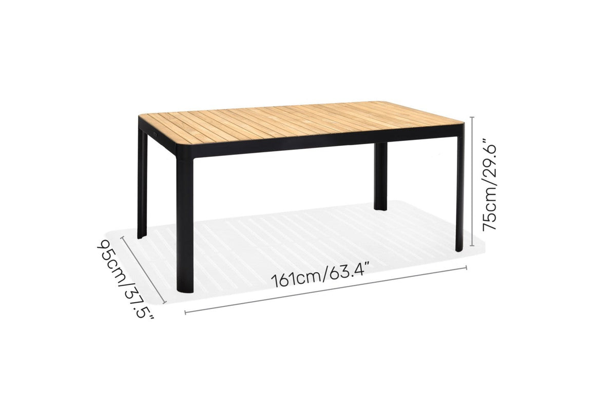 Portals Dark Rectangular Dining Set | 4 Carver Chairs | Aluminum & FSC Teak | LifestyleGarden