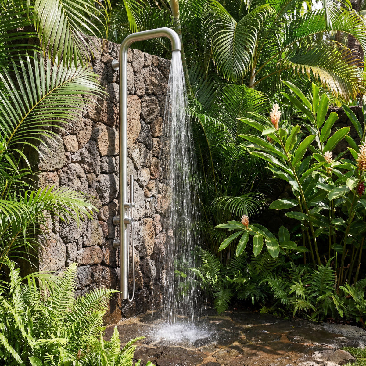 Altura Wall Mounted Outdoor Shower with Handheld | Brushed | 316 Outdoor Showers