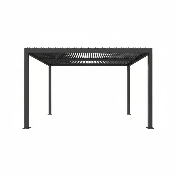 PURPLE LEAF Gray Louvered Aluminum Pergola | Adjustable Roof, Integrated Drainage & 72 MPH Wind Rated | Hardtop Gazebo