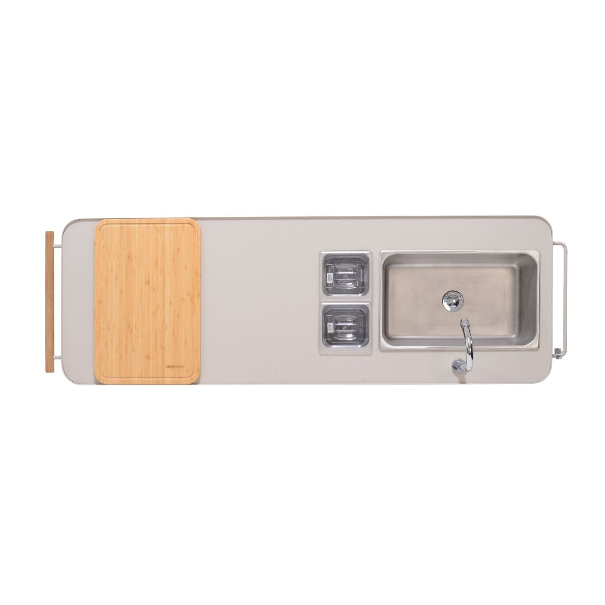 Portals Light Outdoor Kitchen | Coral Sand Aluminum & FSC Teak | Stainless Steel Sink | LifestyleGarden