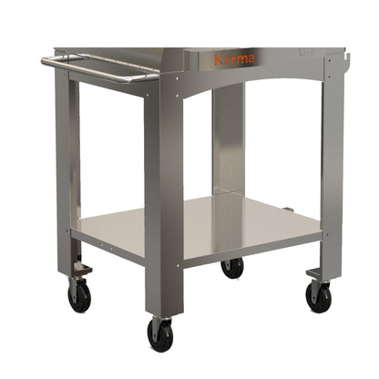 WPPO Karma 32 Oven Stand Cart | 201 Stainless Steel with Bottom Shelf and Locking Casters