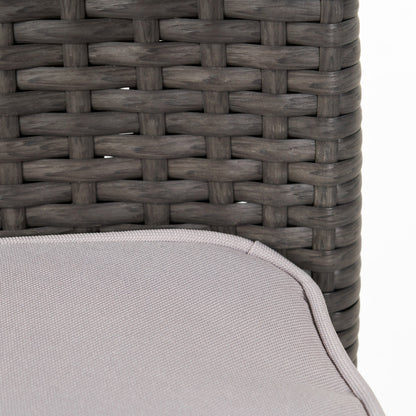 Acacia Wood Outdoor Dining Set | 6-Piece with Bench and 4 Stacking PE Rattan Chairs | Grey and Teak