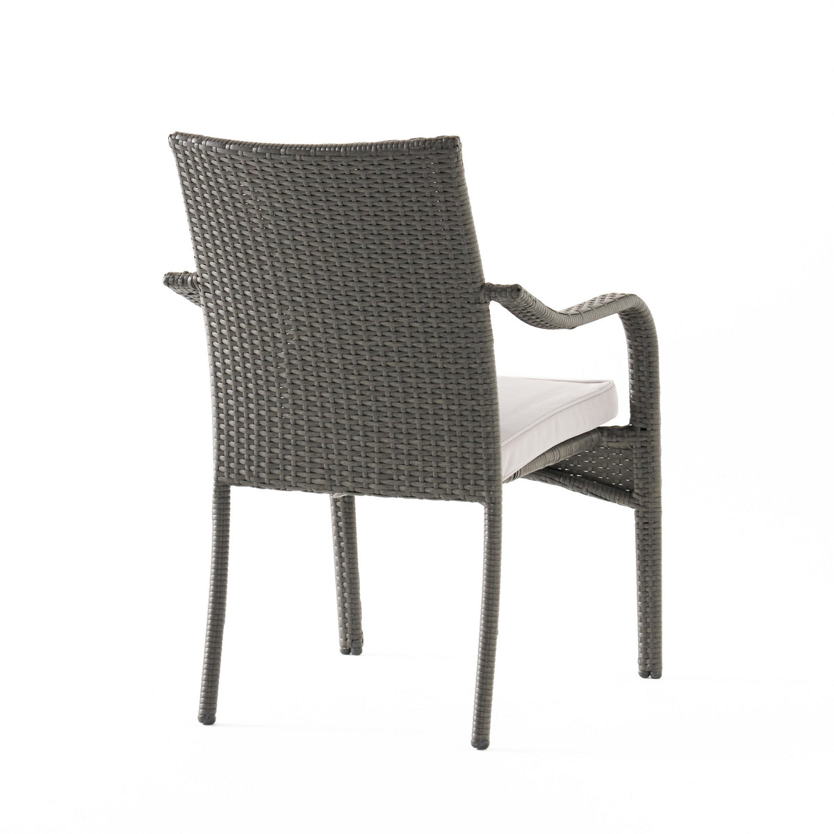 Acacia Wood Outdoor Dining Set | 6-Piece with Bench and 4 Stacking PE Rattan Chairs | Grey and Teak