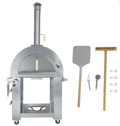KoKoMo 32" Dual Fuel Pizza Oven | Gas or Wood-Fired | 900°F | 60-Second Pizza | Stainless Steel | LP or NG | Patio Elegance