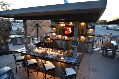 KoKoMo Montego Outdoor Kitchen BBQ Island | Large-Format Built-In Grill Island with Bar & Storage | LP or NG