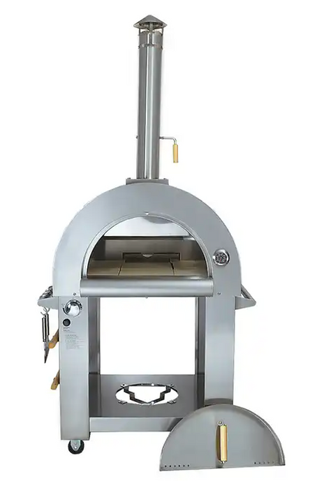 KoKoMo 32" Dual Fuel Pizza Oven | Gas or Wood-Fired | 900°F | 60-Second Pizza | Stainless Steel | LP or NG | Patio Elegance