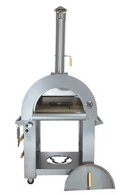 KoKoMo 32" Dual Fuel Pizza Oven | Gas or Wood-Fired | 900°F | 60-Second Pizza | Stainless Steel | LP or NG | Patio Elegance