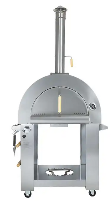 KoKoMo 32" Dual Fuel Pizza Oven | Gas or Wood-Fired | 900°F | 60-Second Pizza | Stainless Steel | LP or NG | Patio Elegance
