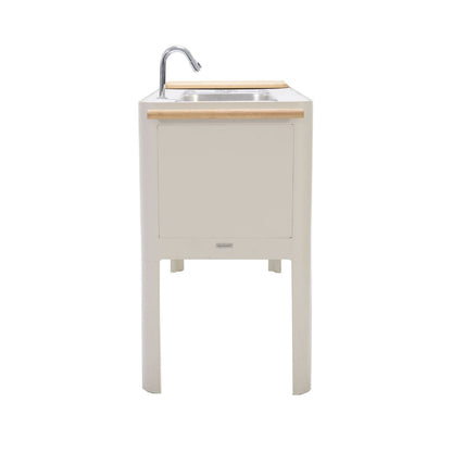 Portals Light Outdoor Kitchen | Coral Sand Aluminum & FSC Teak | Stainless Steel Sink | LifestyleGarden