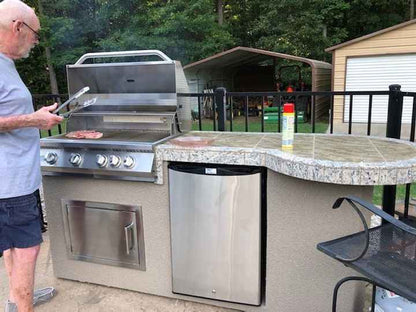 KoKoMo Maui BBQ Island | 7'6" Outdoor Kitchen with 33" Round Bar, LED Lights & Built-In Grill | LP or NG