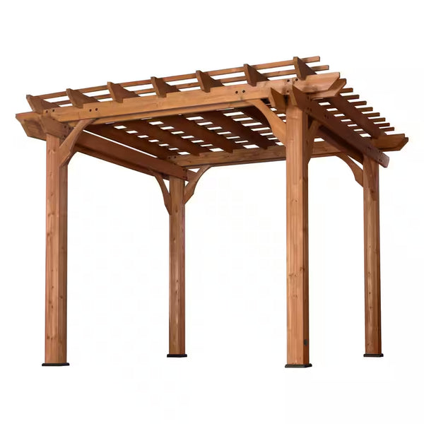 Backyard Discovery 10' x 10' All-Cedar Pergola | 100 MPH Wind Rated, Pre-Cut & Pre-Stained | Traditional Shade Structure