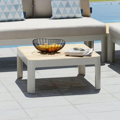Portals Light Square Coffee Table | Coral Sand Aluminum & FSC Teak | LifestyleGarden