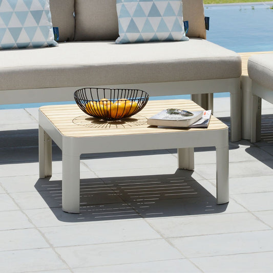 Portals Light Square Coffee Table | Coral Sand Aluminum & FSC Teak | LifestyleGarden