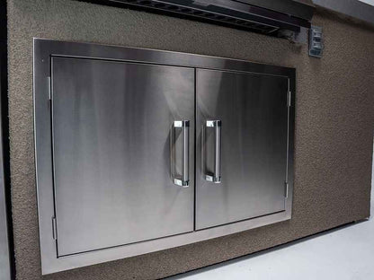 KoKoMo 7' Outdoor Kitchen Island | Built-In 32" Grill & Integrated Refrigerator | Stainless Steel | LP or NG | Patio Elegance