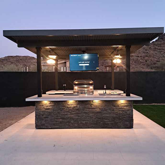 KoKoMo Big Island Sports Bar Outdoor Kitchen | Dual TVs, Built-In Grill & Bar | LP or NG | Made in USA