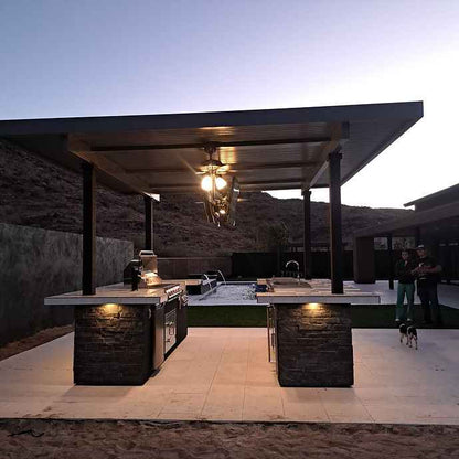 KoKoMo Big Island Sports Bar Outdoor Kitchen | Dual TVs, Built-In Grill & Bar | LP or NG | Made in USA