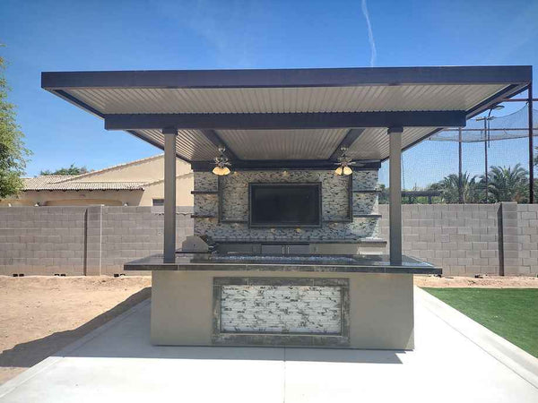 KoKoMo Montego Outdoor Kitchen BBQ Island | Large-Format Built-In Grill Island with Bar & Storage | LP or NG