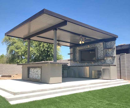 KoKoMo Montego Outdoor Kitchen BBQ Island | Large-Format Built-In Grill Island with Bar & Storage | LP or NG
