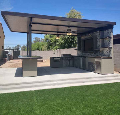 KoKoMo Montego Outdoor Kitchen BBQ Island | Large-Format Built-In Grill Island with Bar & Storage | LP or NG