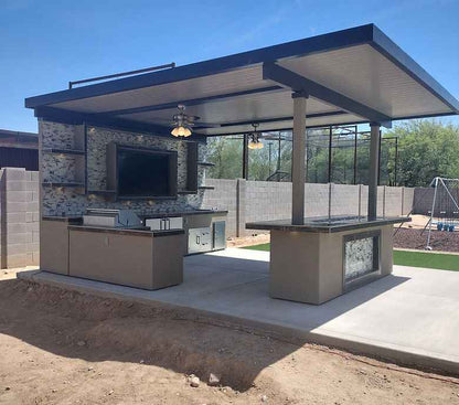 KoKoMo Montego Outdoor Kitchen BBQ Island | Large-Format Built-In Grill Island with Bar & Storage | LP or NG