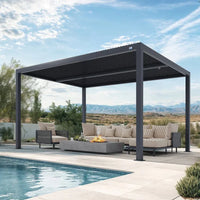 Gray Louvered Pergola Outdoor Aluminum Pergola with Adjustable Roof for Patio Gray Hardtop Gazebo