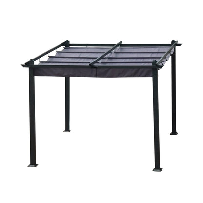 10' x 10' Outdoor Retractable Pergola with Canopy | Aluminum Frame, Gray