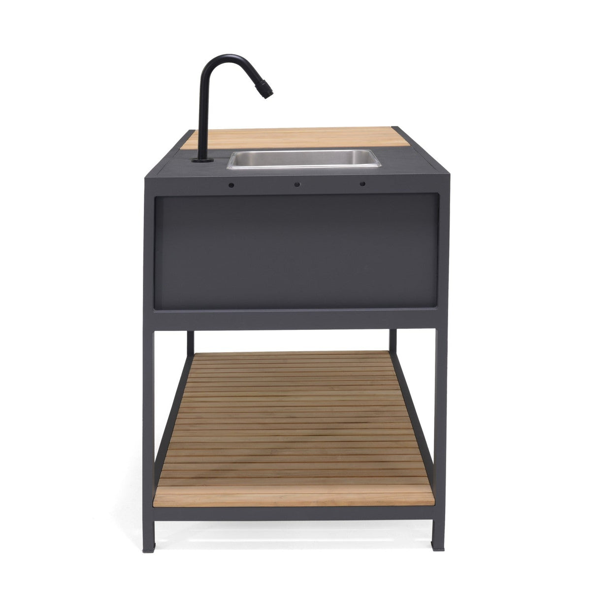 Amber Outdoor Kitchen | Aluminum & Teak | Stainless Steel Sink, Tap Connections & Cover Included | LifestyleGarden