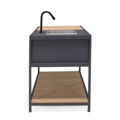 Amber Outdoor Kitchen | Aluminum & Teak | Stainless Steel Sink, Tap Connections & Cover Included | LifestyleGarden