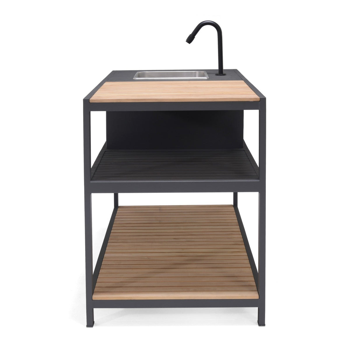 Amber Outdoor Kitchen | Aluminum & Teak | Stainless Steel Sink, Tap Connections & Cover Included | LifestyleGarden