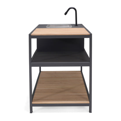 Amber Outdoor Kitchen | Aluminum & Teak | Stainless Steel Sink, Tap Connections & Cover Included | LifestyleGarden
