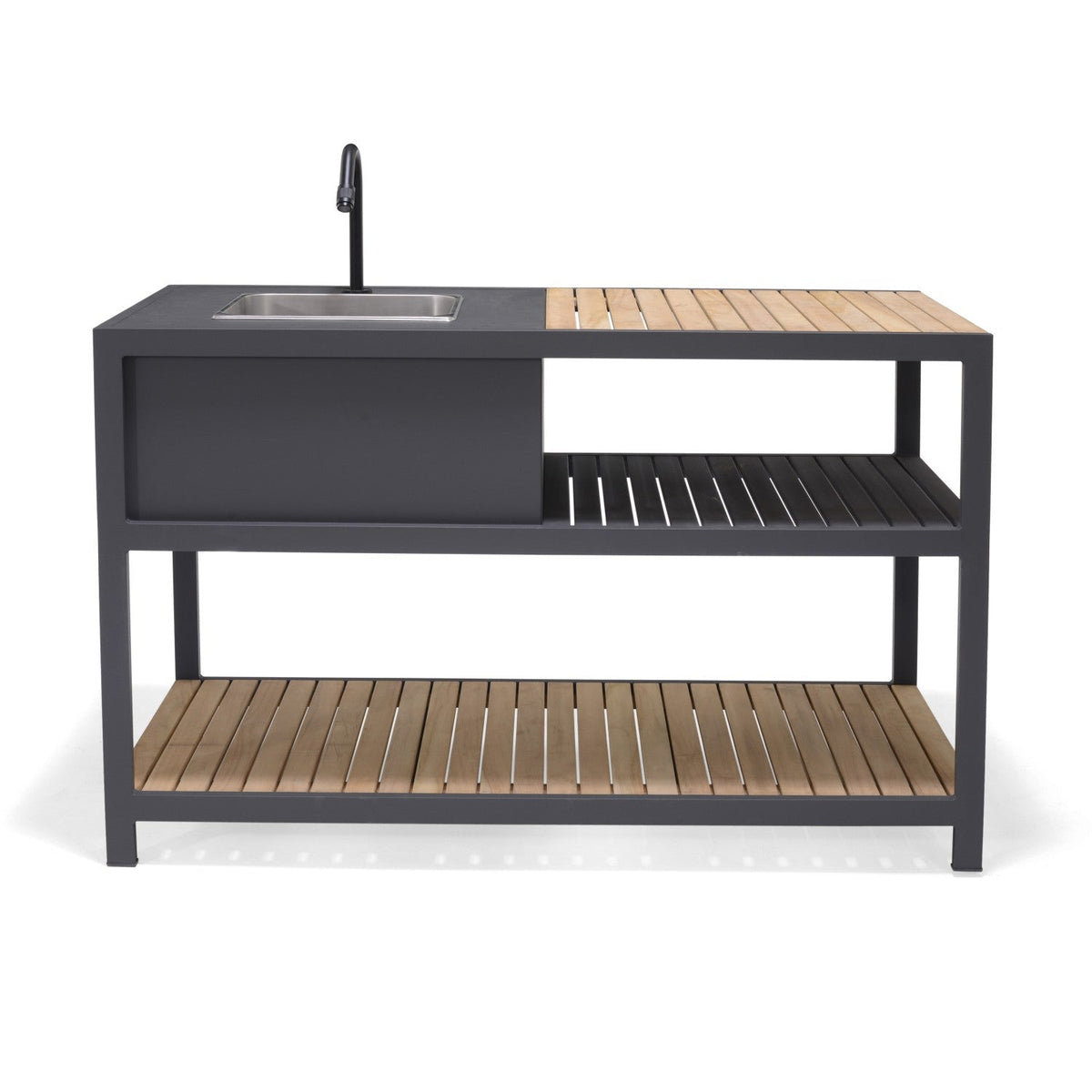 Amber Outdoor Kitchen | Aluminum & Teak | Stainless Steel Sink, Tap Connections & Cover Included | LifestyleGarden