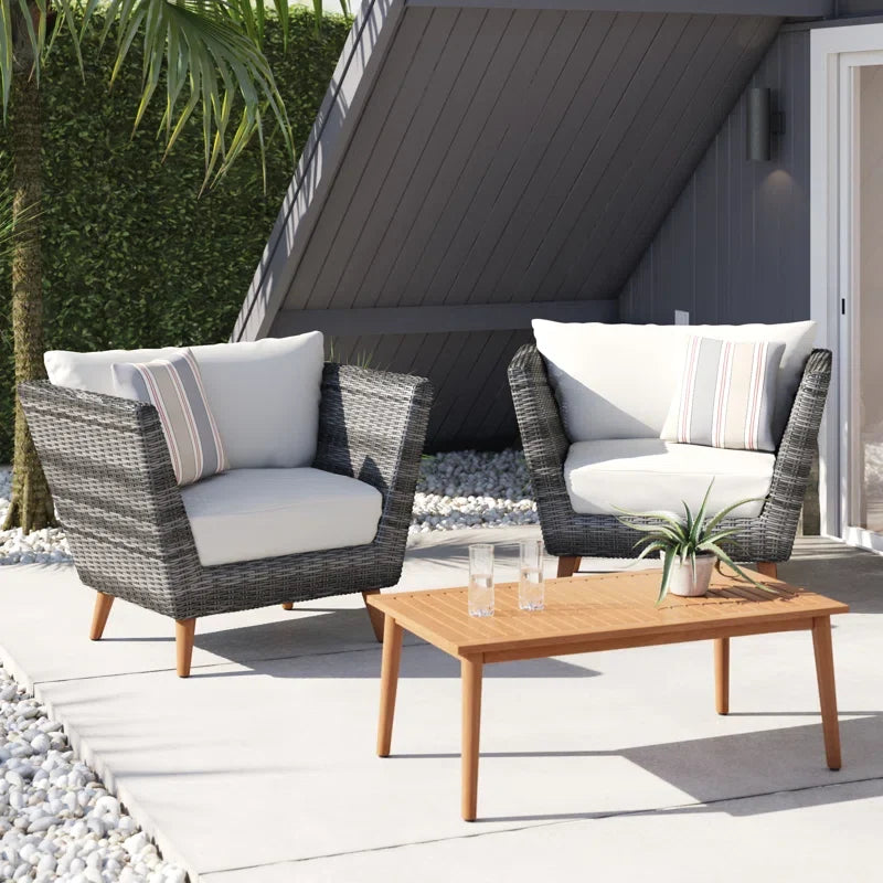 Panther Outdoor Wicker & FSC Eucalyptus Seating Set | Waterproof Cushions | 3 or 4-Piece | LifestyleGarden