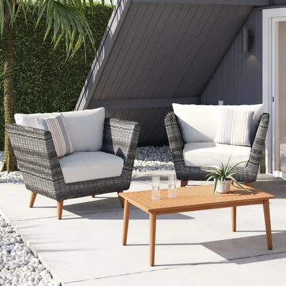 Panther Outdoor Wicker & FSC Eucalyptus Seating Set | Waterproof Cushions | 3 or 4-Piece | LifestyleGarden