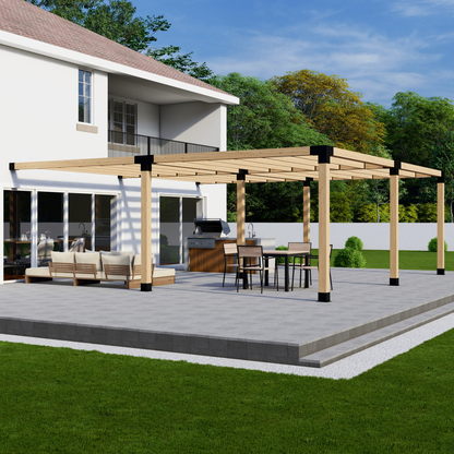 Zen Pergolas DIY Attached Pergola Bracket Kit with Slatted Roof | Steel Brackets for 4x4 or 6x6 Lumber | Up to 24' x 24'