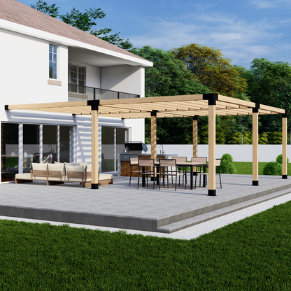 Zen Pergolas DIY Attached Pergola Bracket Kit with Slatted Roof | Steel Brackets for 4x4 or 6x6 Lumber | Up to 24' x 24'