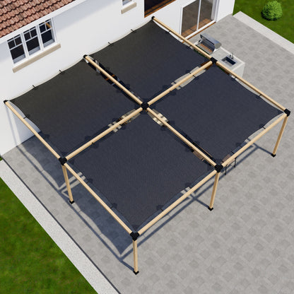 Zen Pergolas DIY Attached Pergola Kit with Shade Canopies | Steel Bracket Kit for 4x4 or 6x6 Lumber | Up to 24' x 24'