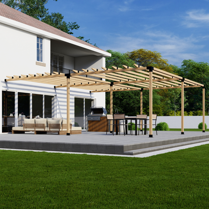 Zen Pergolas DIY Attached Pergola Bracket Kit with Roof Rafters | Steel Brackets for 4x4 or 6x6 Lumber | Up to 24' x 24'