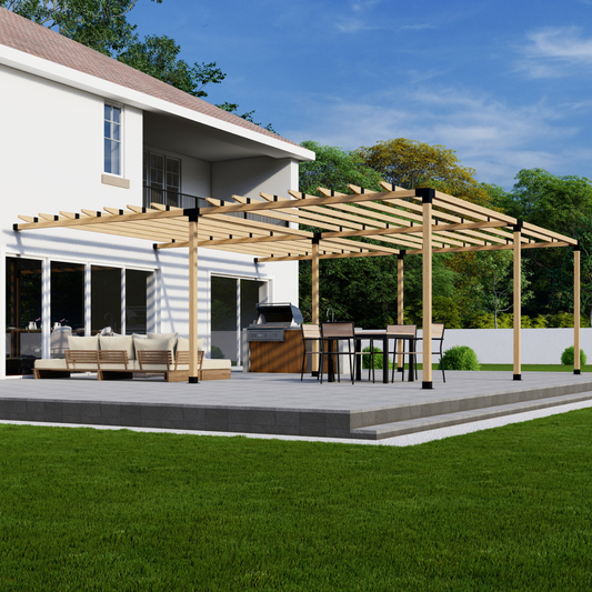 Zen Pergolas DIY Attached Pergola Bracket Kit with Roof Rafters | Steel Brackets for 4x4 or 6x6 Lumber | Up to 24' x 24'