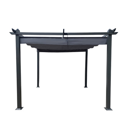 10' x 10' Outdoor Retractable Pergola with Canopy | Aluminum Frame, Gray
