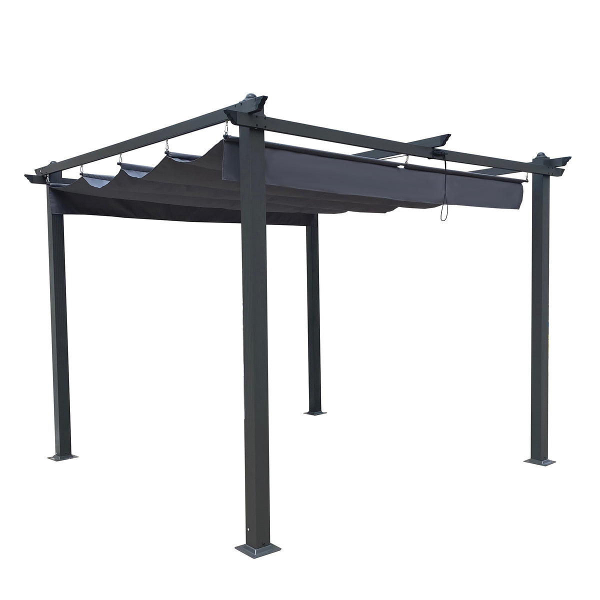 10' x 10' Outdoor Retractable Pergola with Canopy | Aluminum Frame, Gray