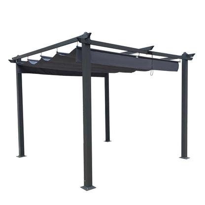 10' x 10' Outdoor Retractable Pergola with Canopy | Aluminum Frame, Gray