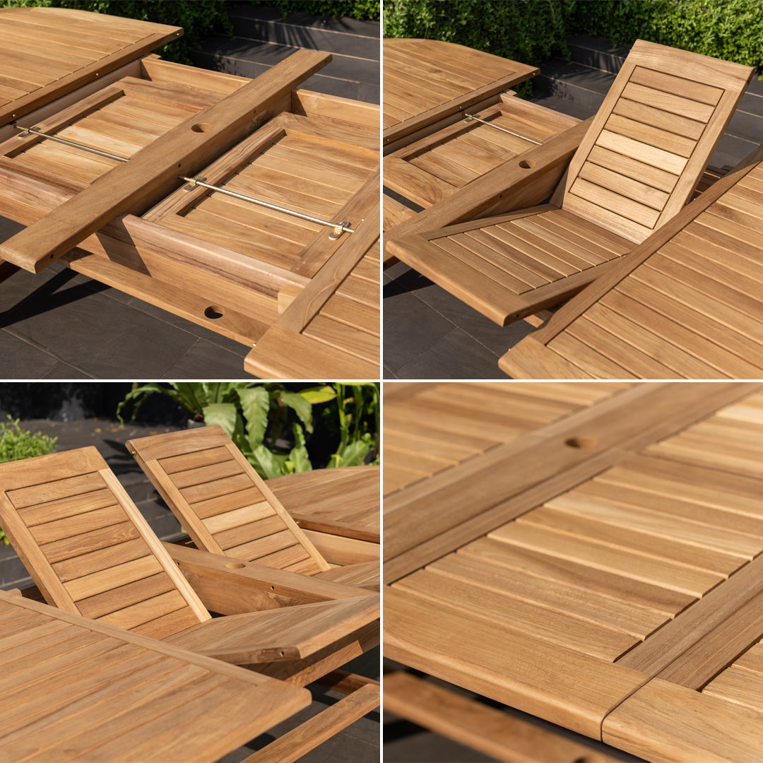 Julien FSC Teak Extendable Outdoor Dining Set | 7, 9 or 11-Piece | Extends to 79", 95" or 118" | LifestyleGarden