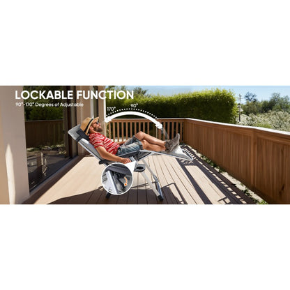 Zero Gravity Recliner Chair | Foldable Patio Lounge Chair with Cup Holder Tray and Removable Cushion | Gray or Black
