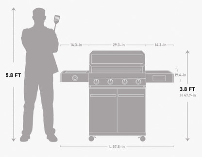 Monument Grills Eminence 405 | ClearView Smart Gas Grill with Bluetooth & LED Panel