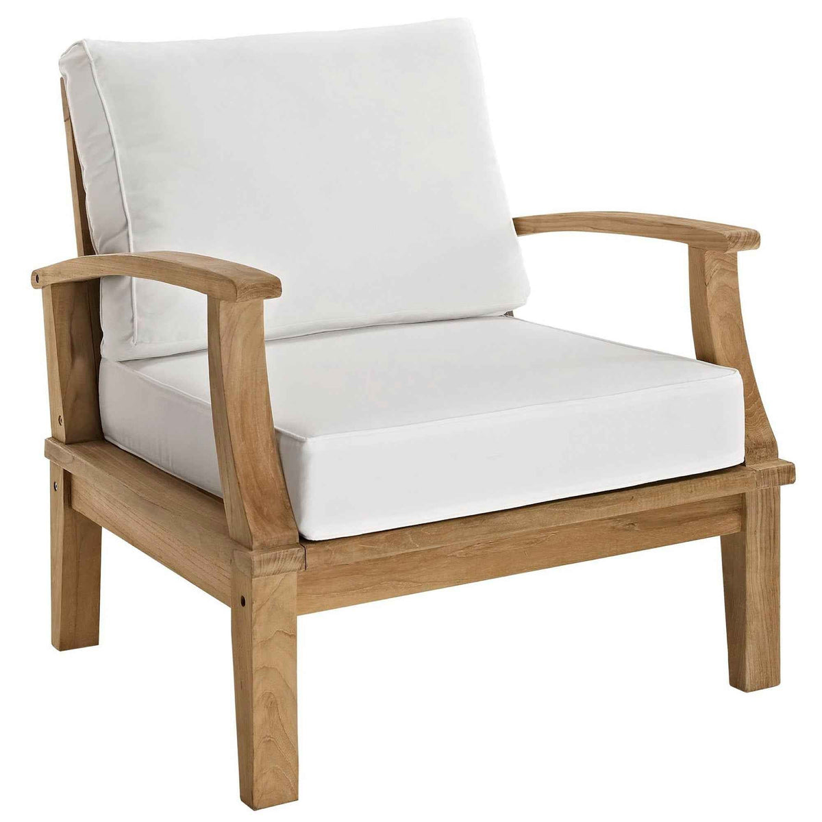 Modway Marina 10-Piece Outdoor Teak Seating Set | Natural Teak, White Cushions, 434 lbs | Free Shipping