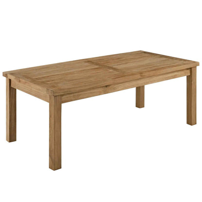 Modway Marina 10-Piece Outdoor Teak Seating Set | Natural Teak, White Cushions, 434 lbs | Free Shipping