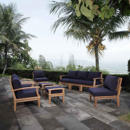 Modway Marina 9-Piece Outdoor Teak Lounge Set | Natural Teak, 3 Cushion Colors, 257 lbs | Free Shipping