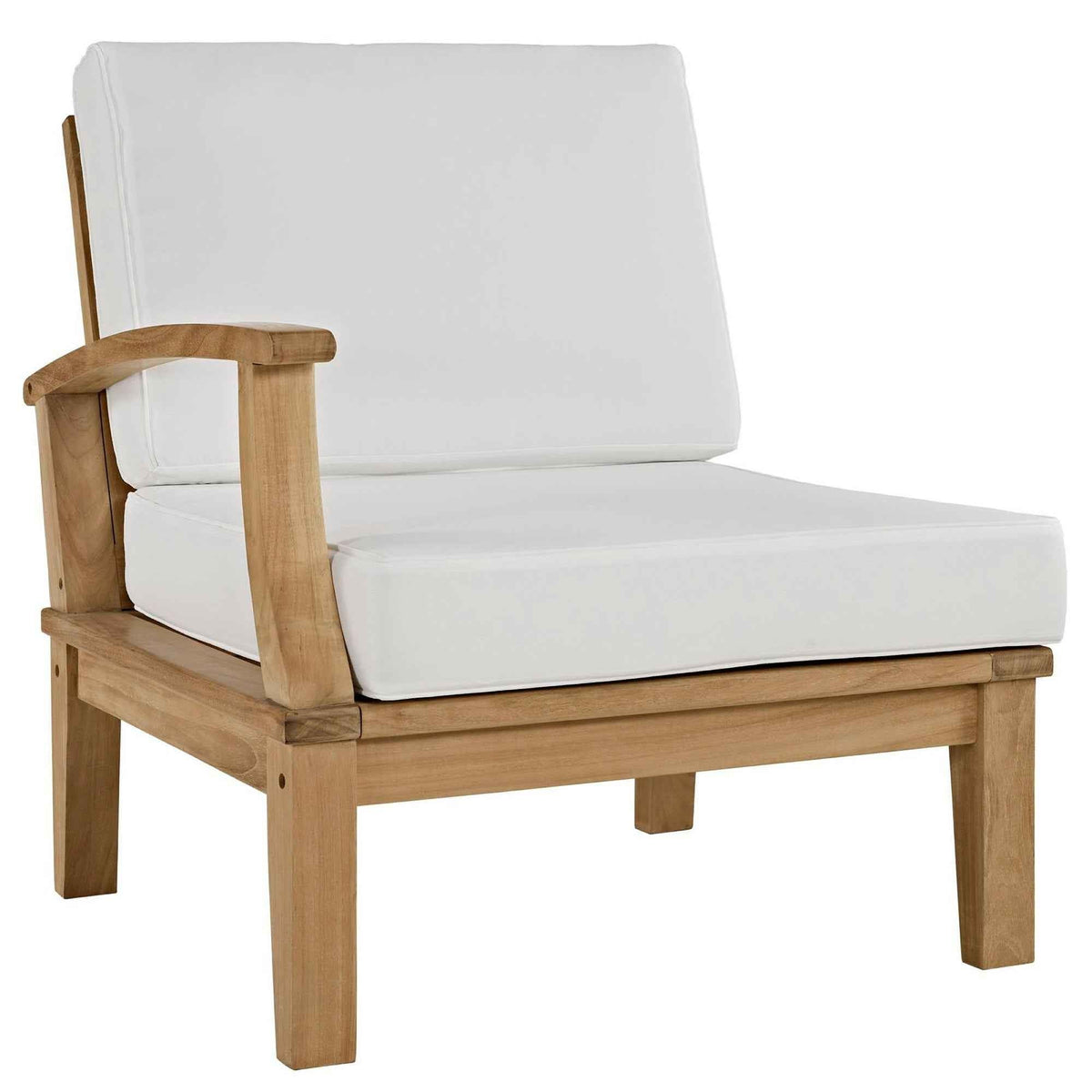 Modway Marina 10-Piece Outdoor Teak Patio Dining Set | 8-Seat Table, Chairs & White Cushions | Free Shipping